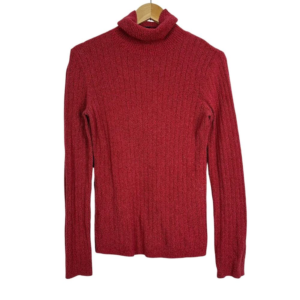 Croft & Barrow Deep Red Super Soft Chenille Turtleneck Stretchy Sweater